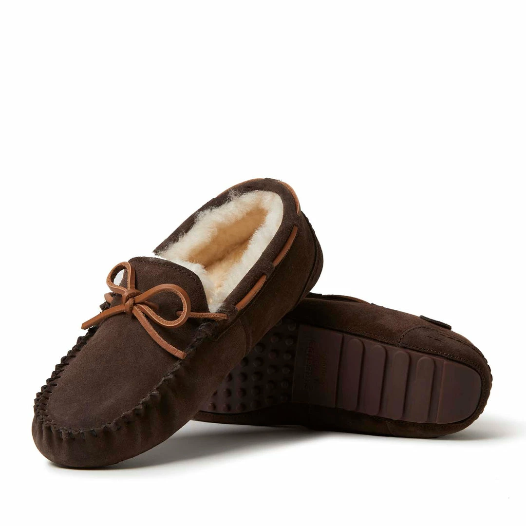 Coupon β¨ Fireside By Dearfoams Men's Victor Genuine Shearling Moccasin with Tie π - Image 3