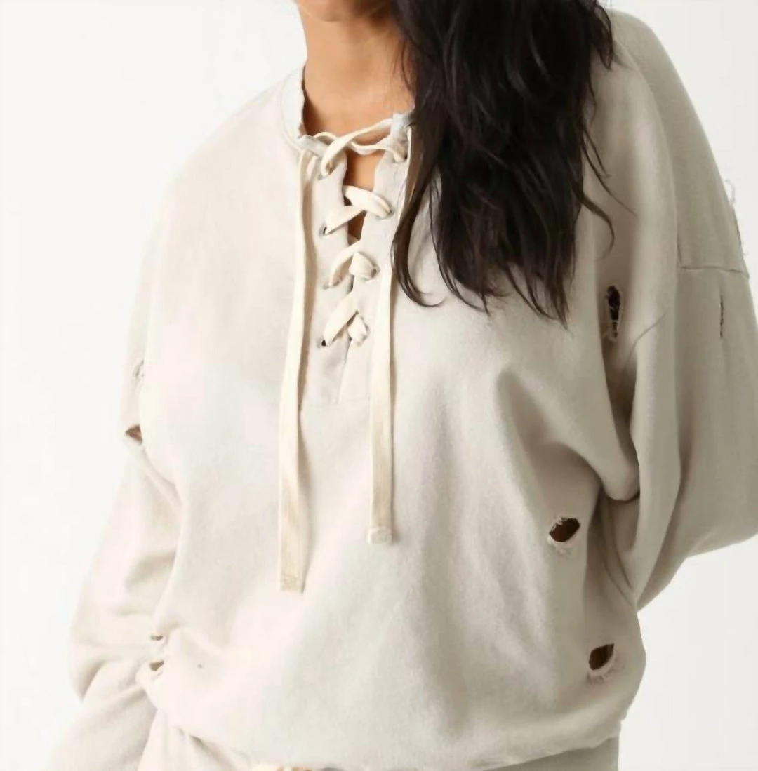 Cheap π Electric & Rose π© women Margot Distressed Sweatshirt in Bone π―