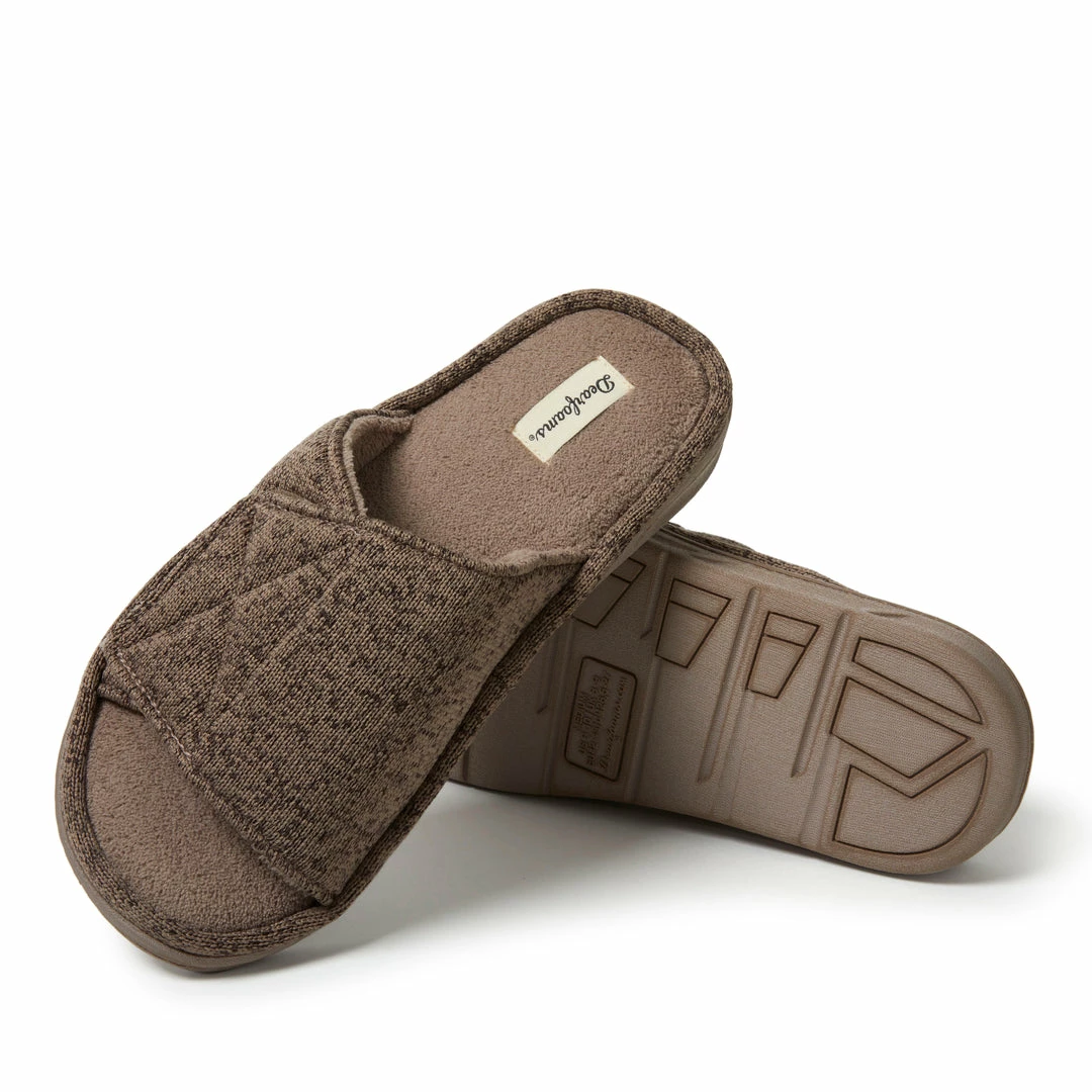 Promo β Dearfoams Men's Chase Marled Knit Slide Memory Foam Slippers with Adjustable Strap π₯° - Image 2