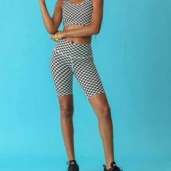 Deals π Electric & Rose π© women Medano Checkered Biker Short in Onyx/Cloud π€©