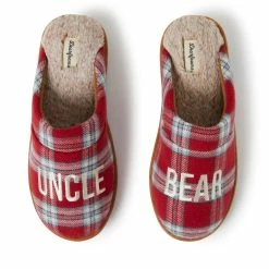 Best Pirce 🎉 Dearfoams Men's Uncle Bear Red Plaid Scuff Slippers 🥰