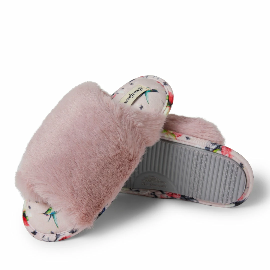 Budget π Dearfoams π© Womens Louise Furry Cross Band Slide with Eyemask π₯ - Image 3