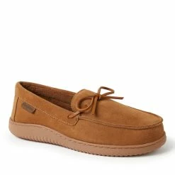 Outlet 🛒 Dearfoams Men's Woodstock Genuine Suede Energy Return Moccasin Slippers 🛒