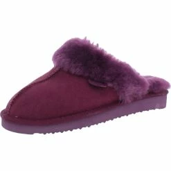 Hot Sale 😀 Dearfoams Sydney Mens Faux Fur Lined Casual Slide Slippers 🔔