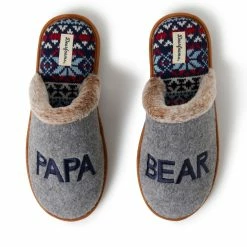 Outlet π Dearfoams Men's Grey Felted Papa Bear Scuff Slippers π―