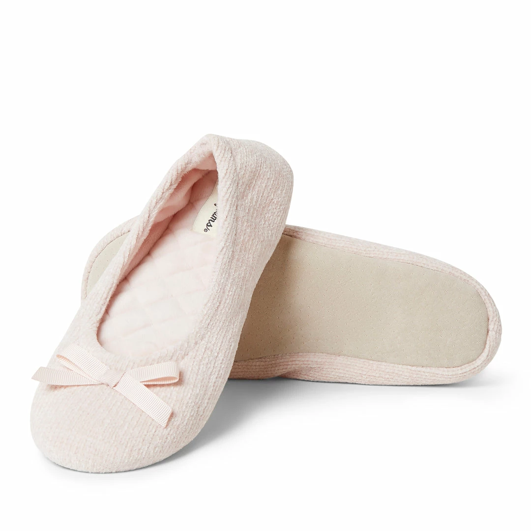 Outlet π Dearfoams π© Womens Layla Chenille Ballerina w/ Genuine Suede Outsole π₯ - Image 2