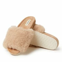 Buy 😍 Dearfoams 👩 Womens Milly Plush Pile Molded Footbed Slide ❤️