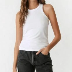 Best Sale 😀 Electric & Rose 👩 women Toluca Rib Tank in Cloud 🤩