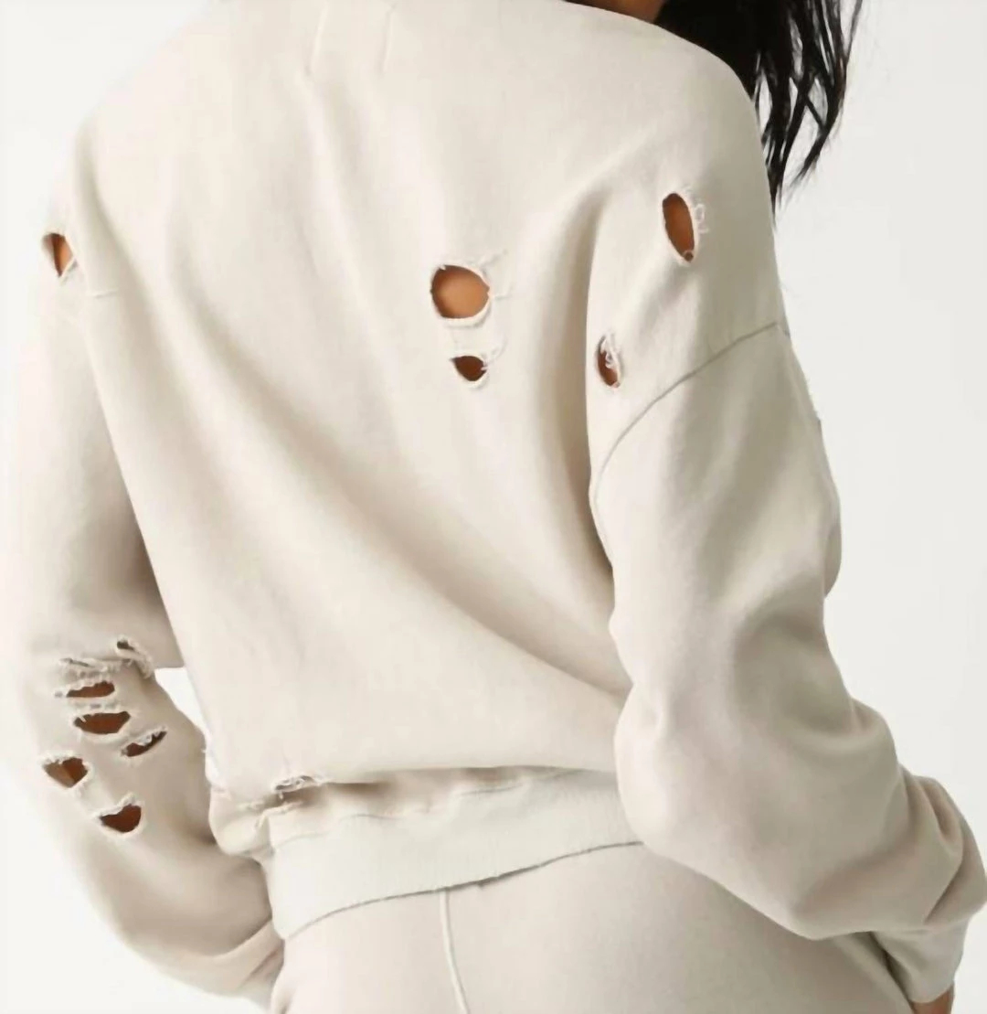Cheap π Electric & Rose π© women Margot Distressed Sweatshirt in Bone π― - Image 3