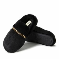 New 👍 Dearfoams 👩 Womens Marla Furry Chain Mule 😉