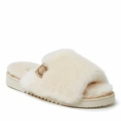 Coupon π Dearfoams π© Womens Cairns Genuine Shearling Slide with Metallic Trim π₯°