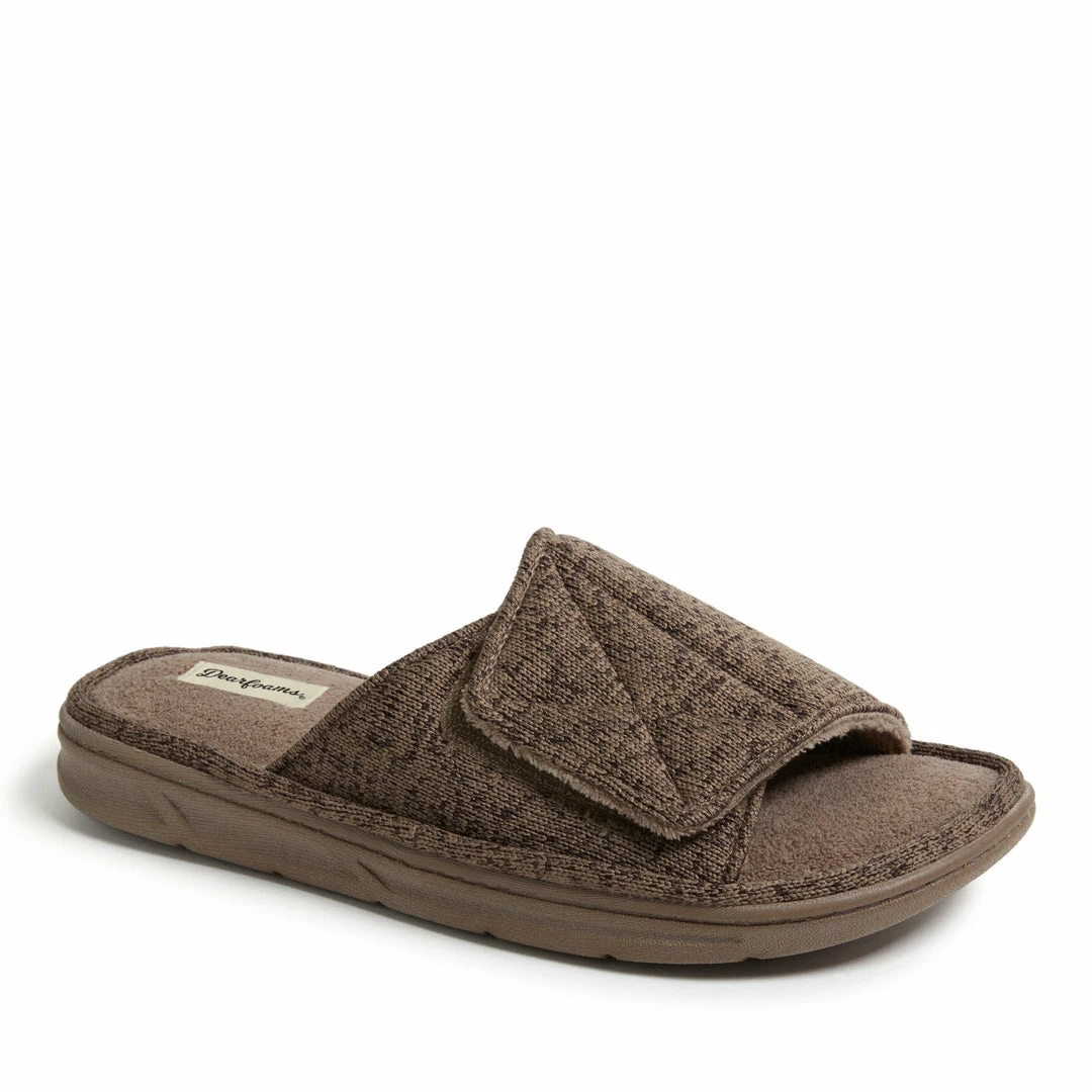 Promo β Dearfoams Men's Chase Marled Knit Slide Memory Foam Slippers with Adjustable Strap π₯°